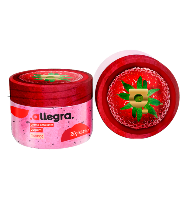 Gel Esfoliante Corpo Rosto Morango Allegra 250g