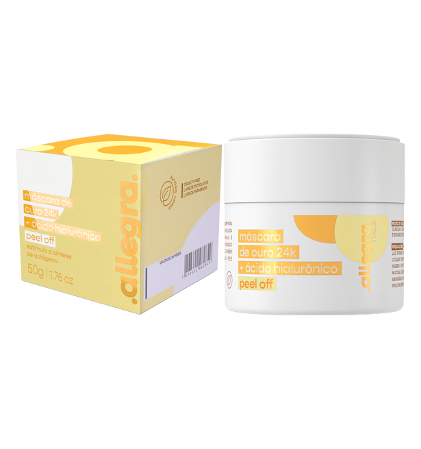 Mascara Facial Ouro 24k Ácido Hialurônico Pell Off Allegra 50g